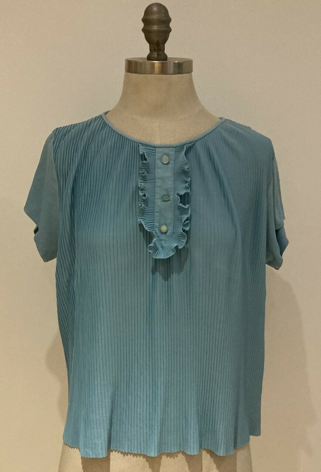 1960s Prova (BHS) Vintage Pleated Top, Short Sleeves, 39"-40" Bust