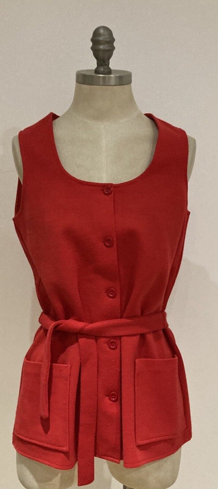 Vintage Early 1970s St Michael (M & S)  Red Sleeveless Top, Size 14, 36" Bust