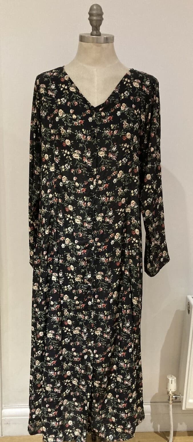 1980s Long Floral Ditsy Print Dress by Lipstick, Size 21.5" Pit to Pit, BNWT