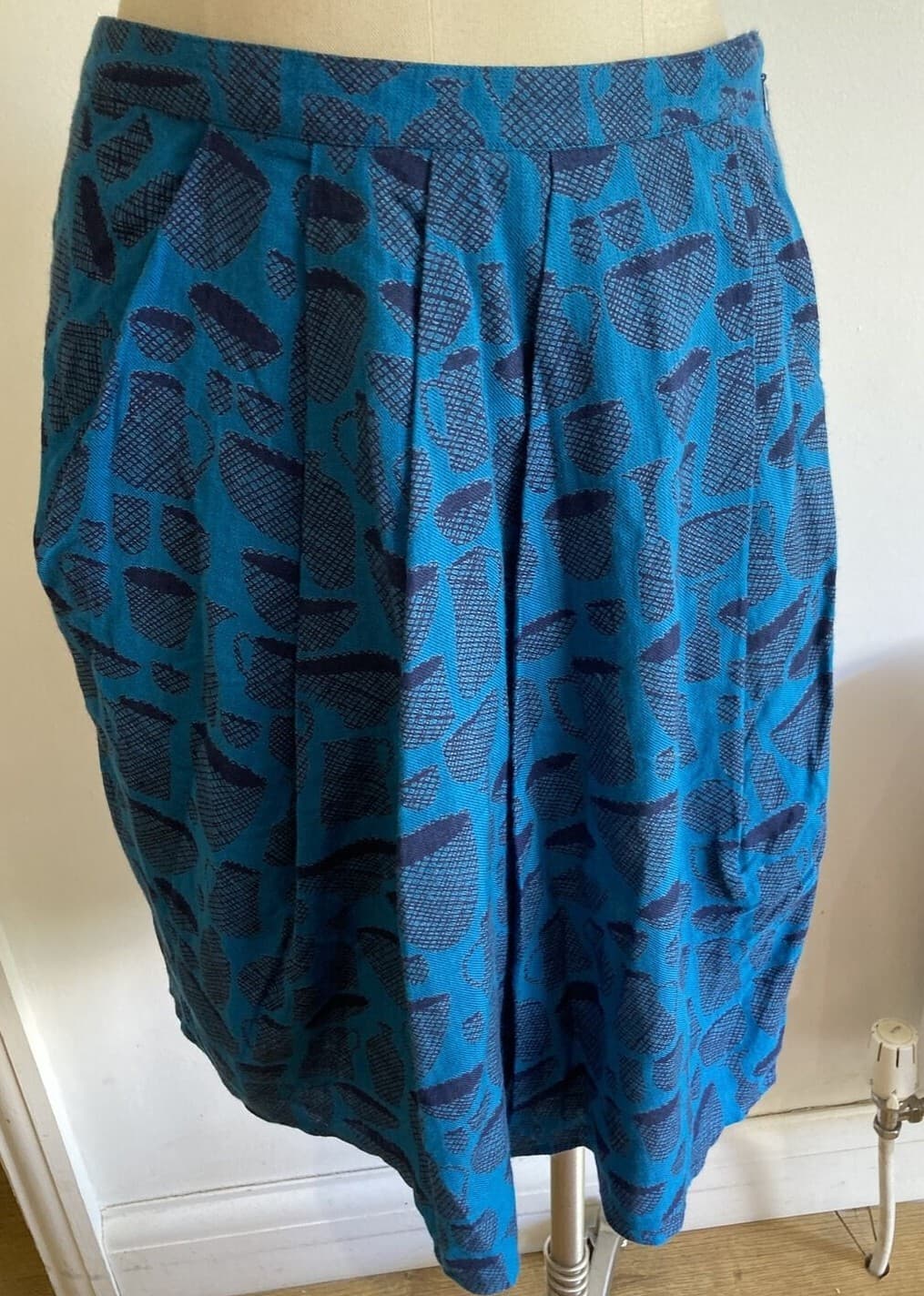 Seasalt Unique Jug Print Cotton Blend "Palmers" Skirt, Size 10 UK, BNWT
