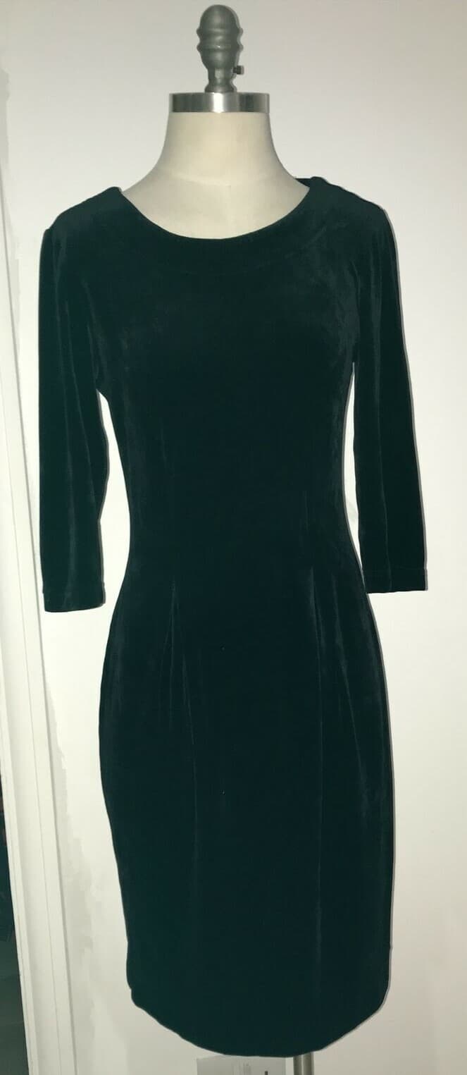 Pret a Porter Black Velvet Dress, Size 36, 18" from armpit to armpit approx.