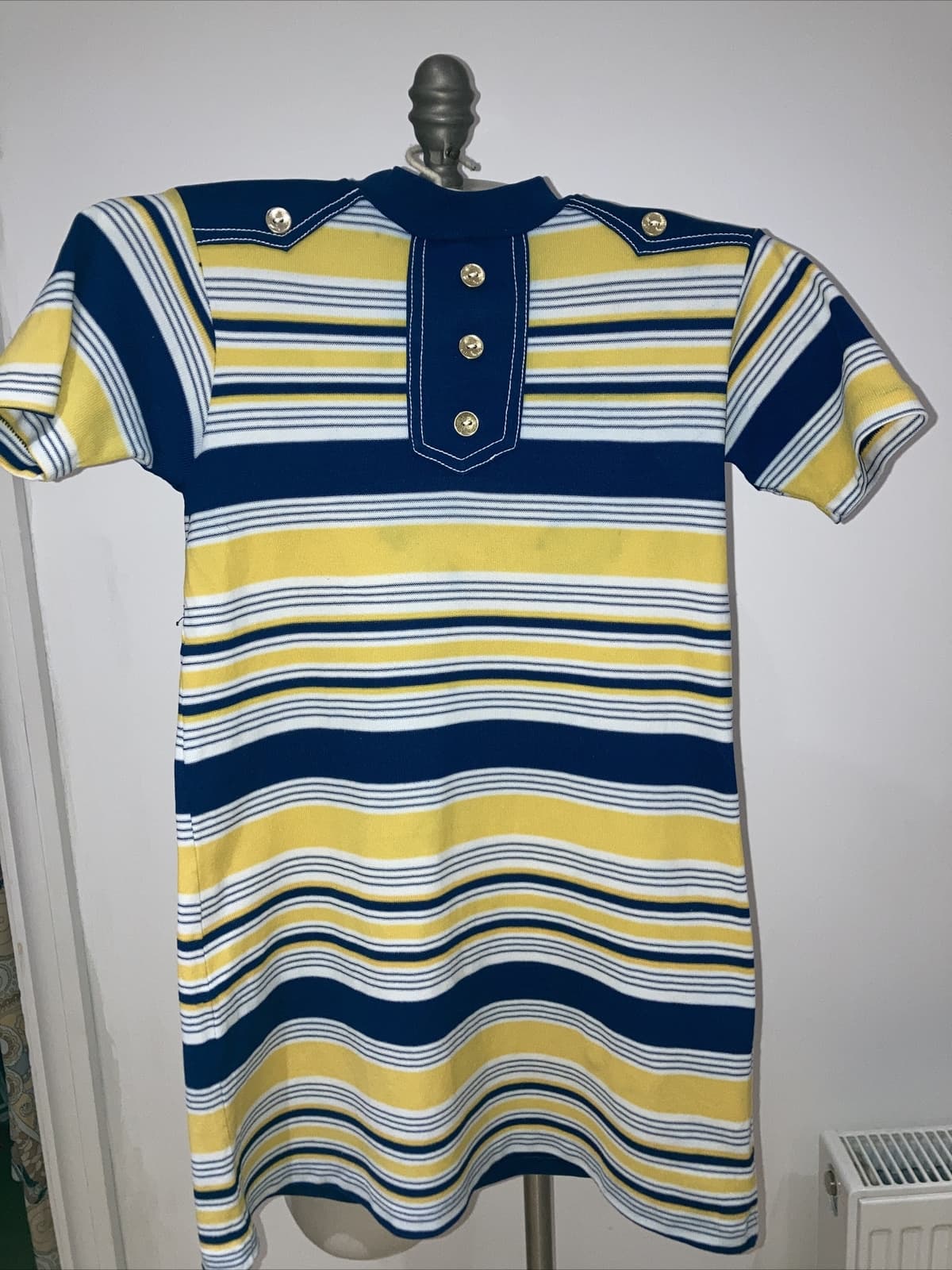 VINTAGE GIRL'S 1960s Striped Shift Dress, 15.5" armpit to armpit