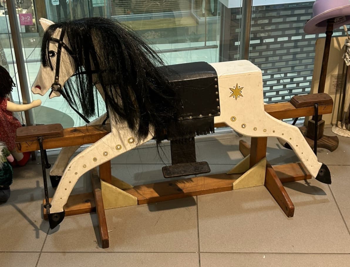 Vintage Wooden Rocking Horse on Stand