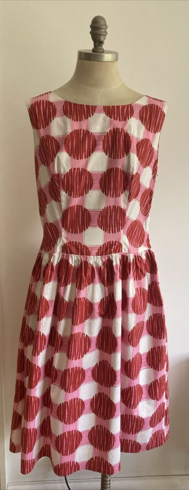 1950s Vintage "Rosita" Red Spot Cotton Dress, Goodwood? Vintage Size 16 UK