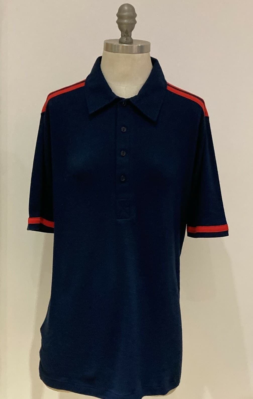 Vintage Navy Blue/Red M & S Top, 1970s/80s, 43-44" Chest - Northern Soul/Event
