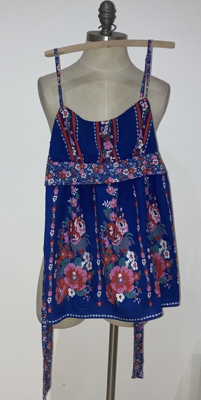 Vintage 90s Y2K 00s New Look Old  Label Floral Strappy Top, Size 10 UK