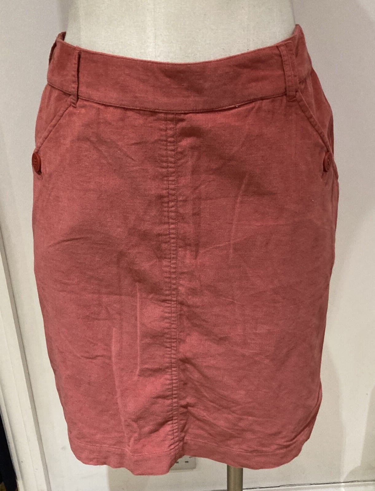 Seasalt Barn Red  "Blakes" Fine Needlecord Cotton Skirt, Size 10 UK, BNWT