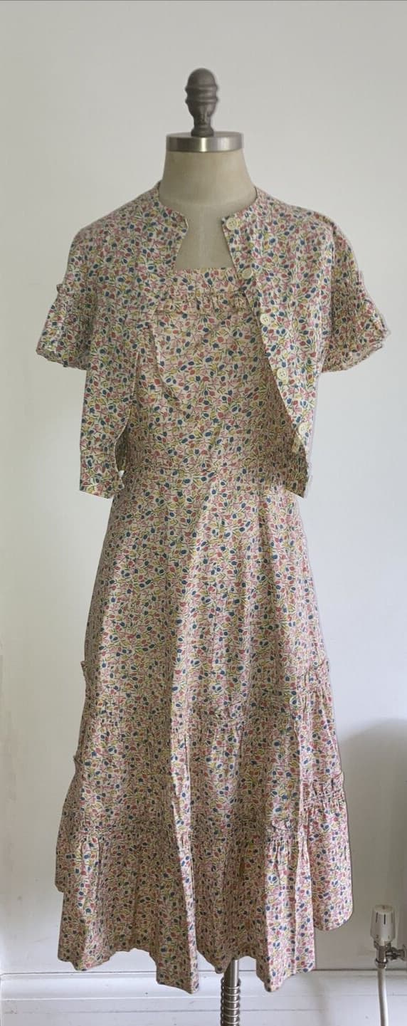 1950s Vintage Windmill Character Print Cotton Sun Dress & Top, Small, Goodwood?