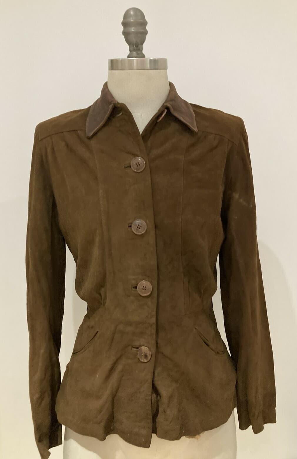 Rare Vintage 1940s Brown Suede Jacket, 36" Bust, (needs tlc)