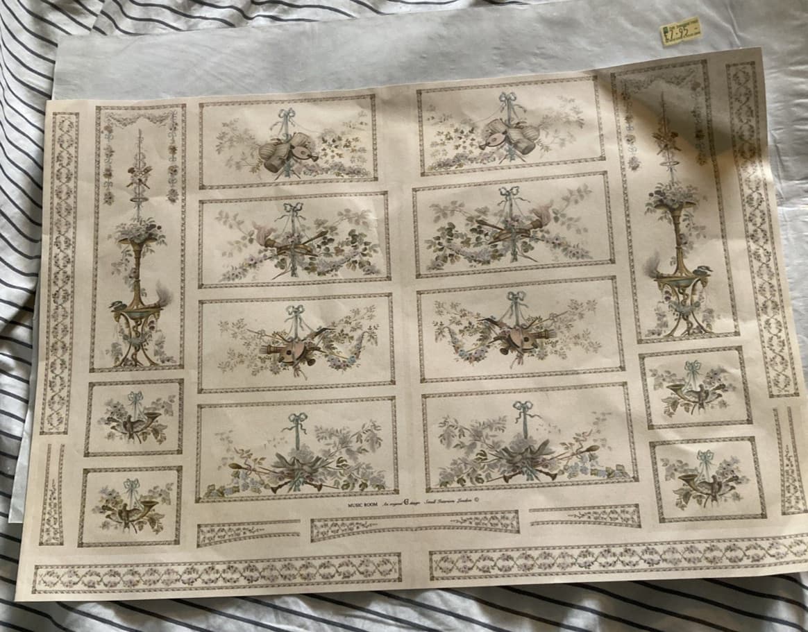 VINTAGE "SMALL INTERIORS"  RARE MUSIC ROOM PAPER x 2