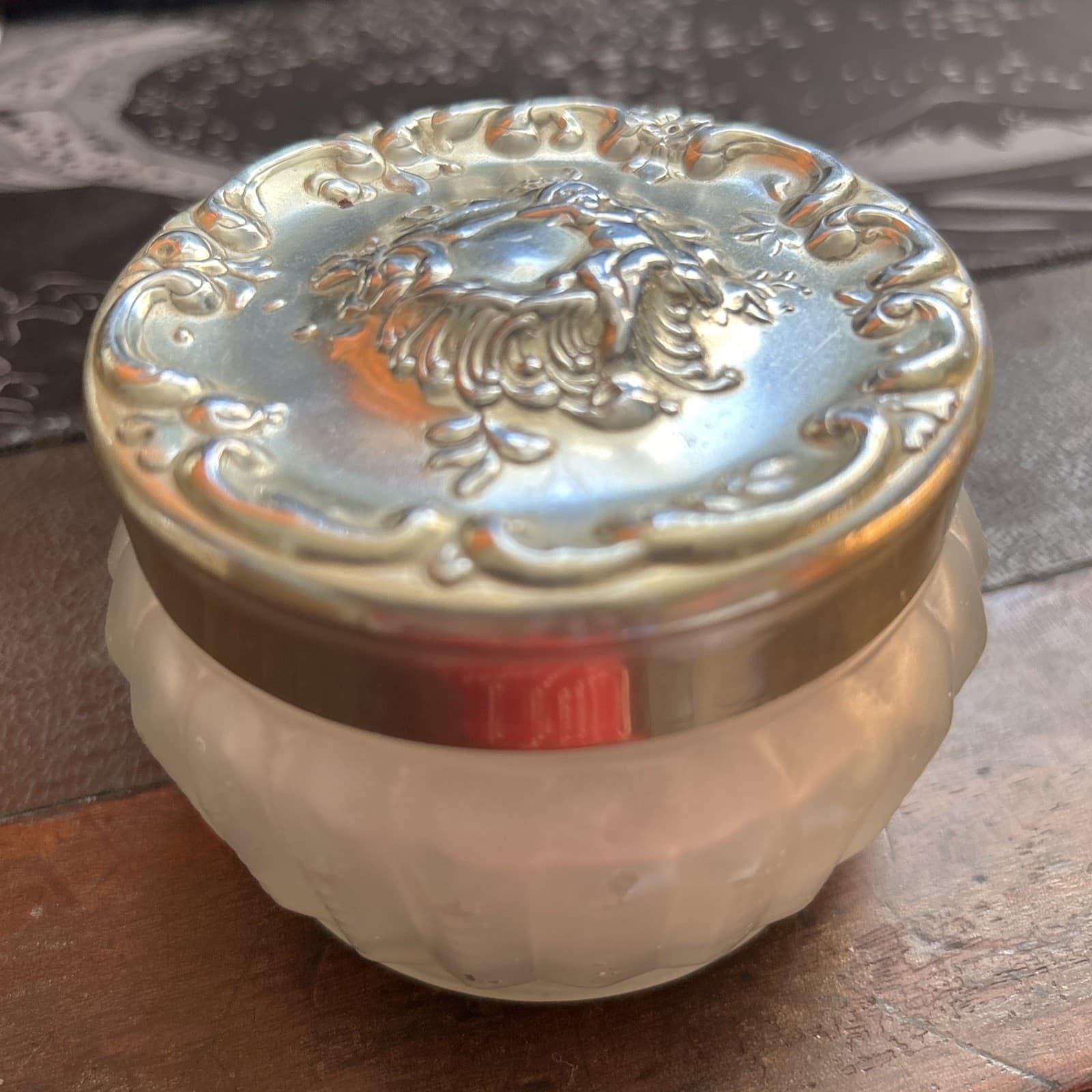 Vintage Estee Lauder RE NUTRIV  Powder Glass Empty Jar - "Sheer Shell"