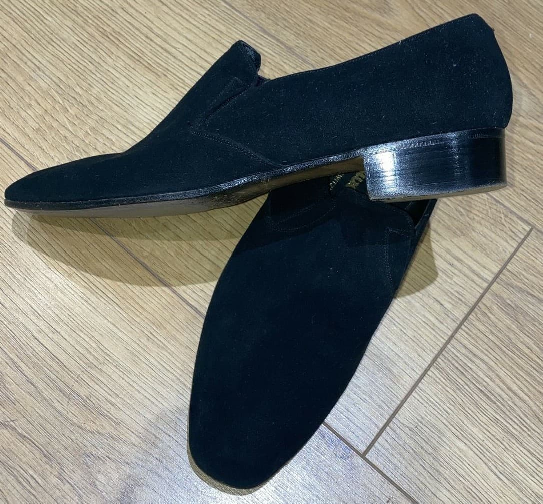 Rare Vintage Bally 1960s/70s "Grand Prix" Black Suede Slip-on Shoes, VGC, 7.5 UK