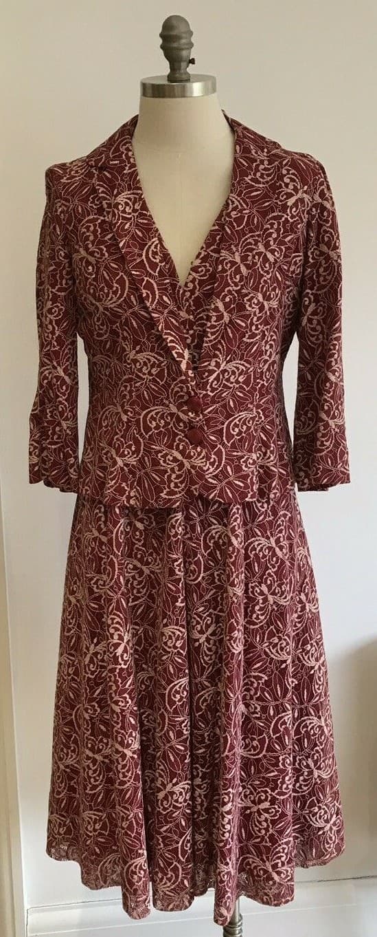 Fabulous True Vintage 1950's Dress & Jacket, Wedding/Cocktail, 17" pit to pit