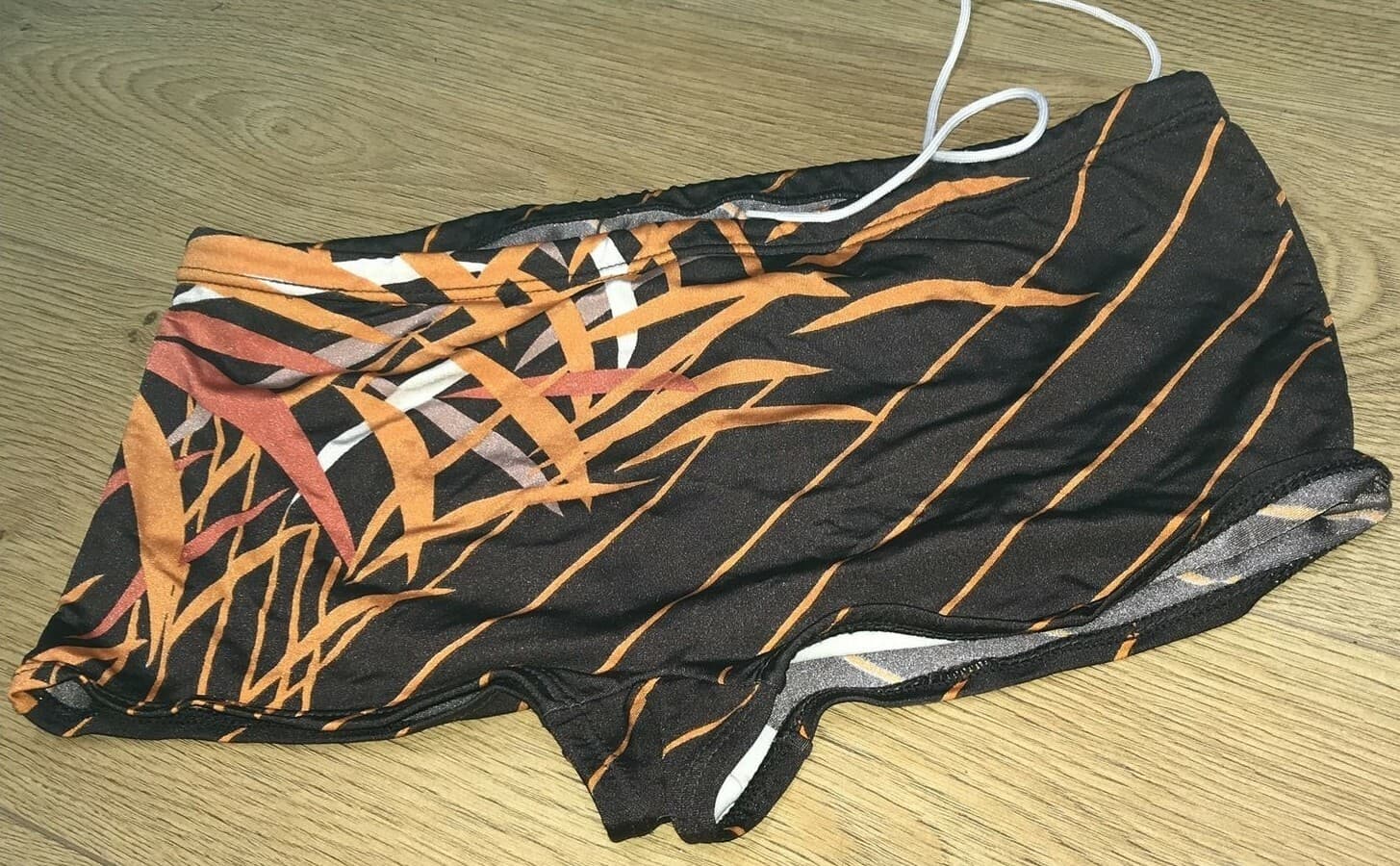 1970s Swimming Trunks Brown/Orange, Made in England, 15" across un-stretched