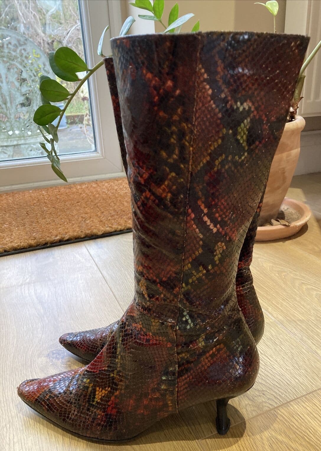 Vintage Charles Jourdan Paris Snakeskin 80s/90s Boots, UK 5.5 US 7.5B EU 38.5
