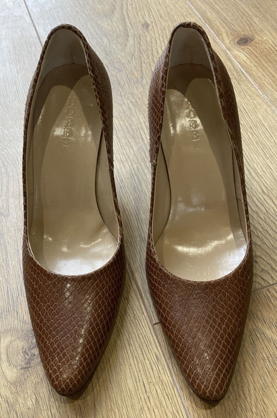 Vintage Brown Reptile Court Shoes by Hobbs, Size 36, New