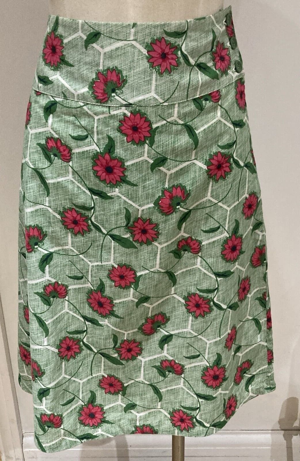Seasalt Skylark Floral/Honeycomb Cotton Skirt, Size 10 UK, New without tags