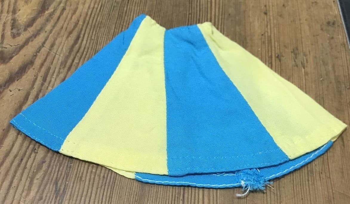 VINTAGE SINDY BLUE & YELLOW PANEL "FUN FASHION" SKIRT, 1973