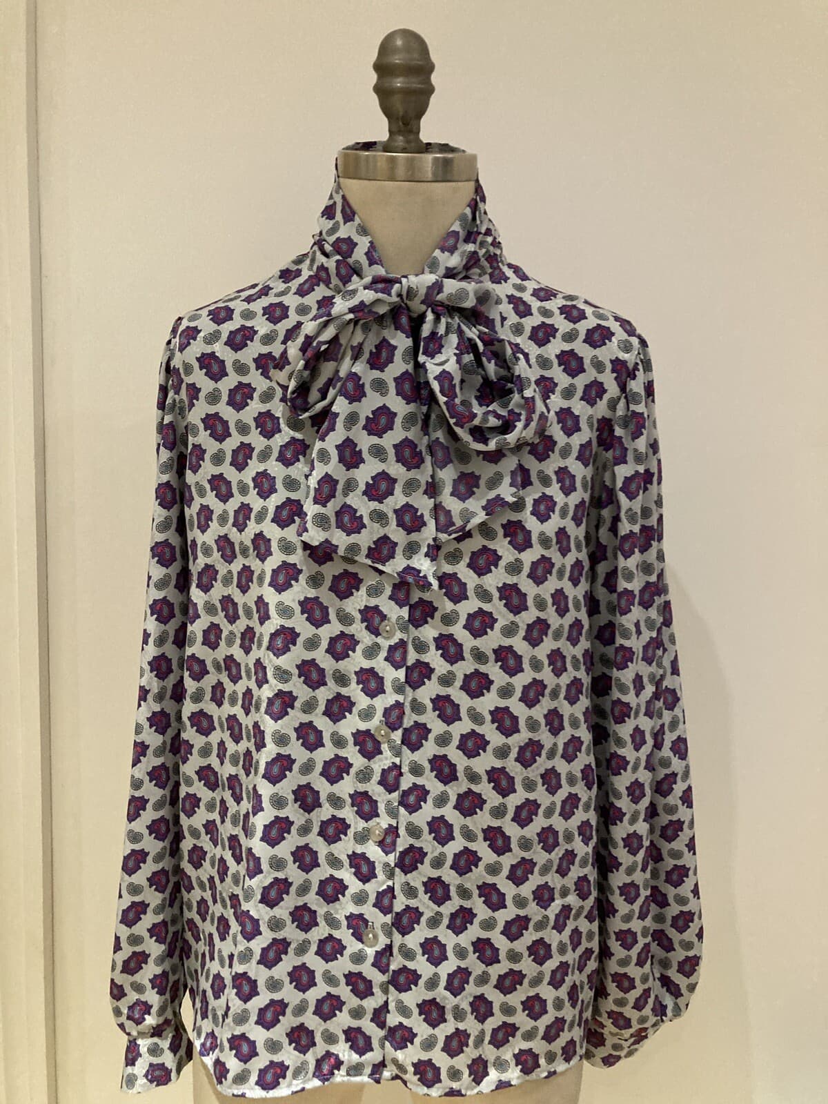 Vintage 1980s Paisley St Michaels Blouse/Shirt, Size16 UK, 38" Bust