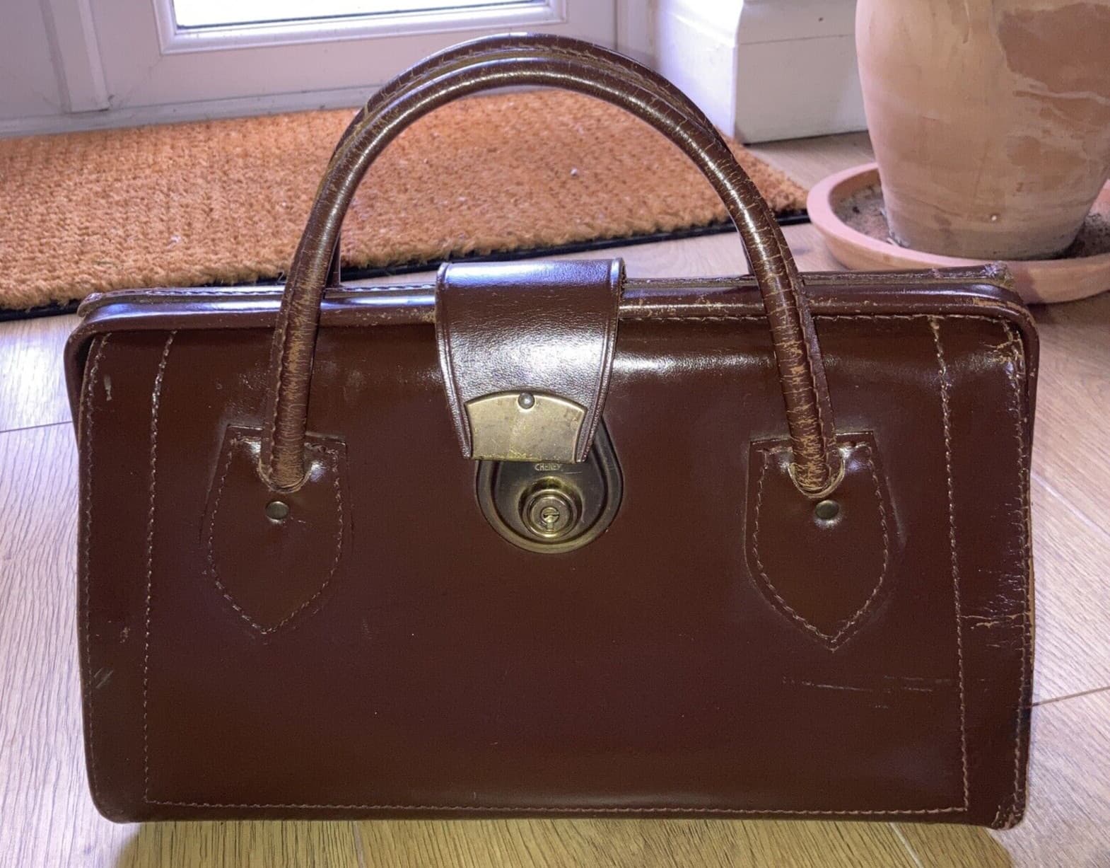 1950s Brown Leather Framed Handbag, Goodwood?